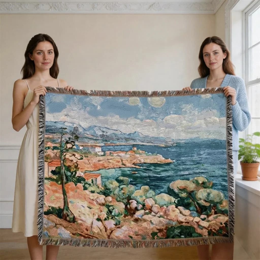 Selimut Tapestri Gaya Van Gogh Penutup Sofa Campuran Kapas