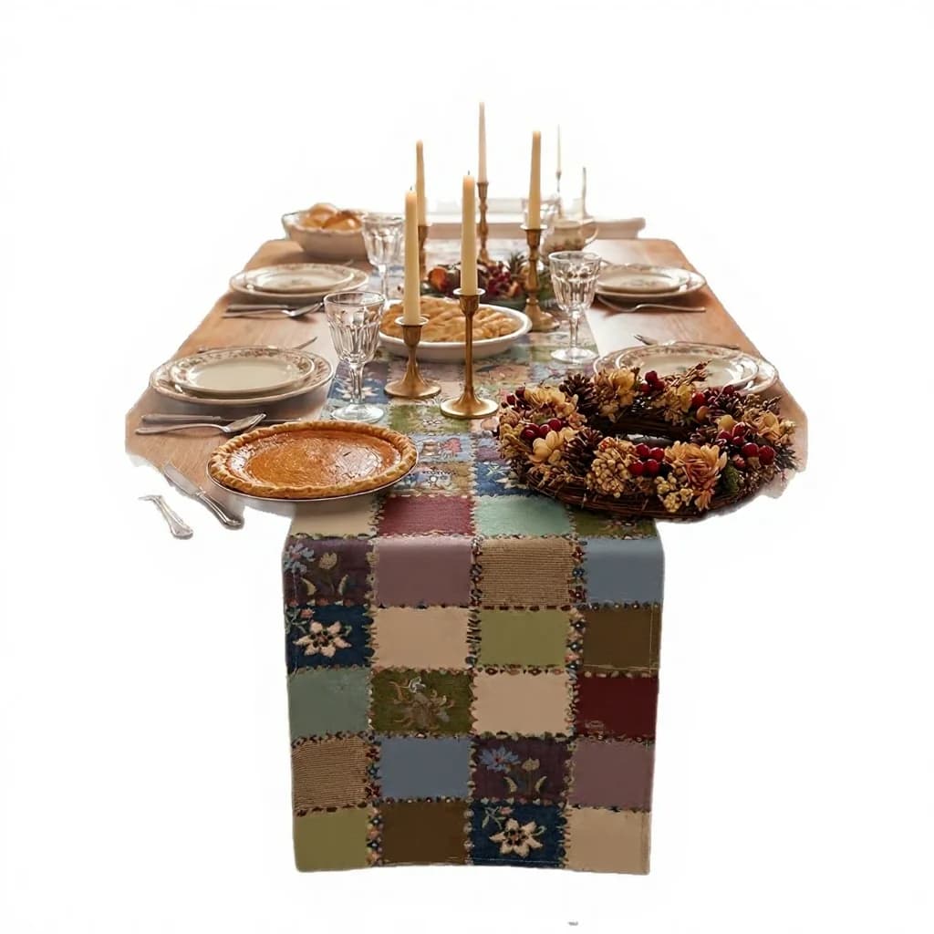 Pelapik Meja & Alas Pinggan Kapas Linen Corak Bunga
