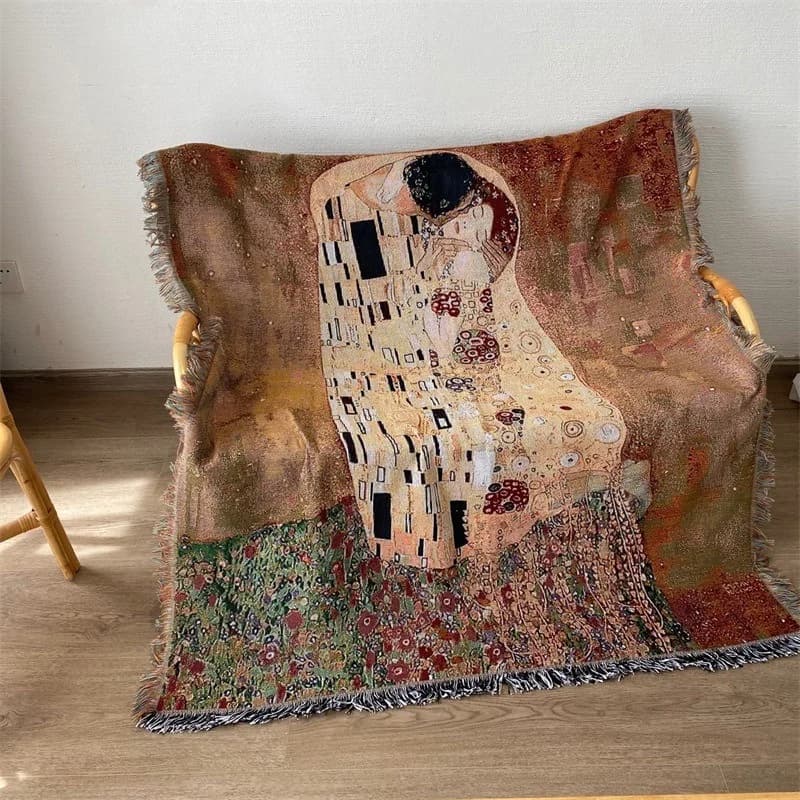 Selimut Seni Vintaj Campuran Kapas Penutup Sofa Tapestry
