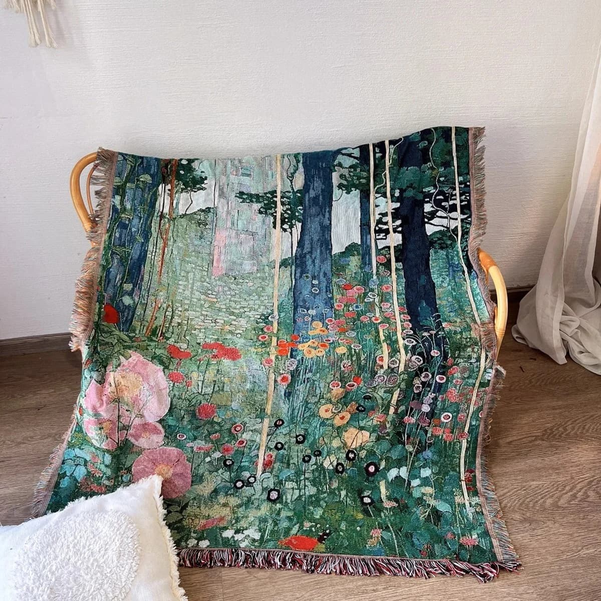 Selimut Tapestry Taman Rahsia Klimt untuk Sofa Hiasan Dinding