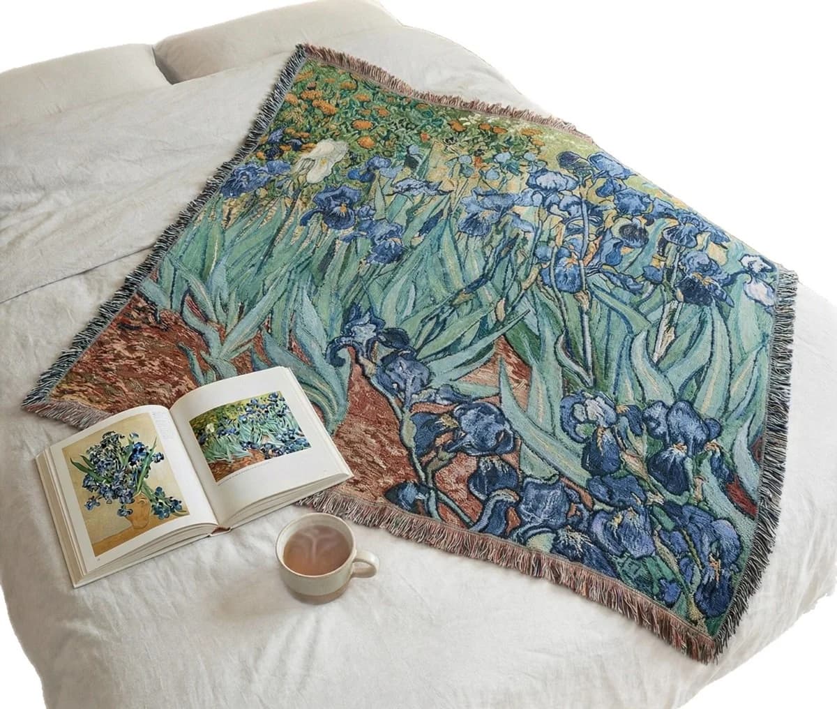 Selimut Tapestri Gaya Van Gogh Penutup Sofa Campuran Kapas