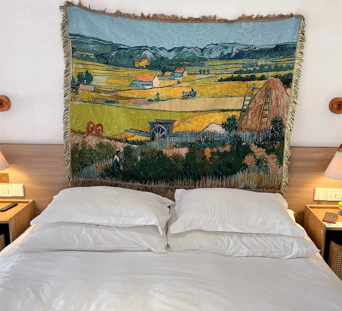 Selimut Rajut Cetakan Seni Van Gogh untuk Hiasan Sofa