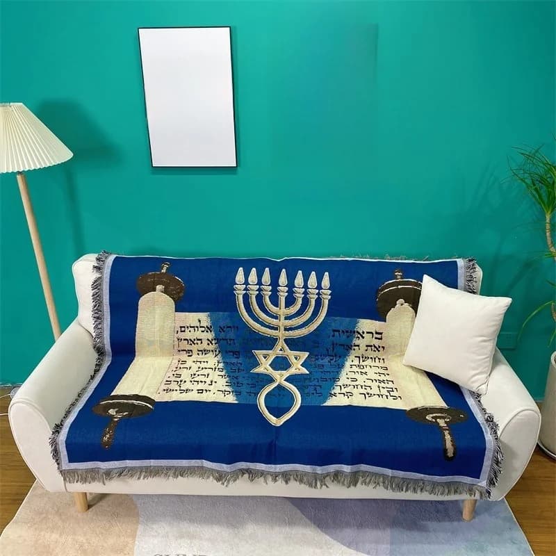 Selimut Sofa Rajut Gaya Mediterranean dengan Rumbai