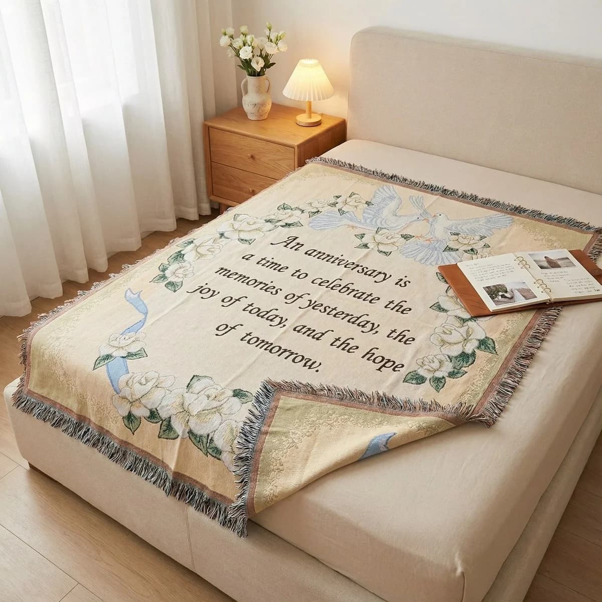 Selimut Lemparan Kapas Bohemian dengan Rumbai untuk Hiasan Sofa