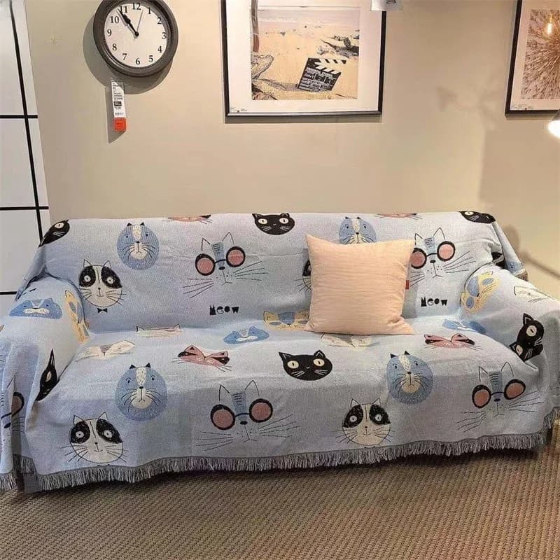 Selimut Sarung Sofa Hiasan Kartun Kucing untuk Couch