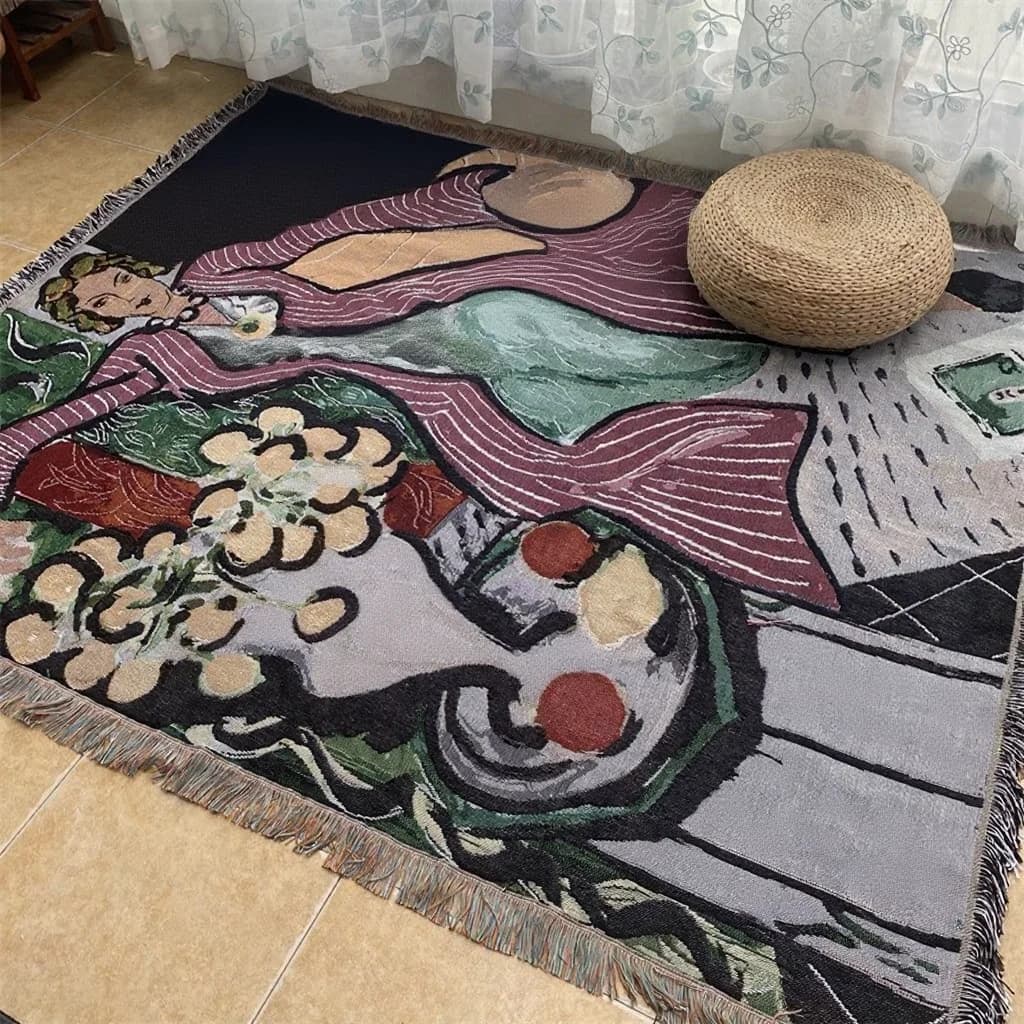 Selimut Lemparan Tapestri Seni Gaya Matisse untuk Sofa & Hiasan Dinding