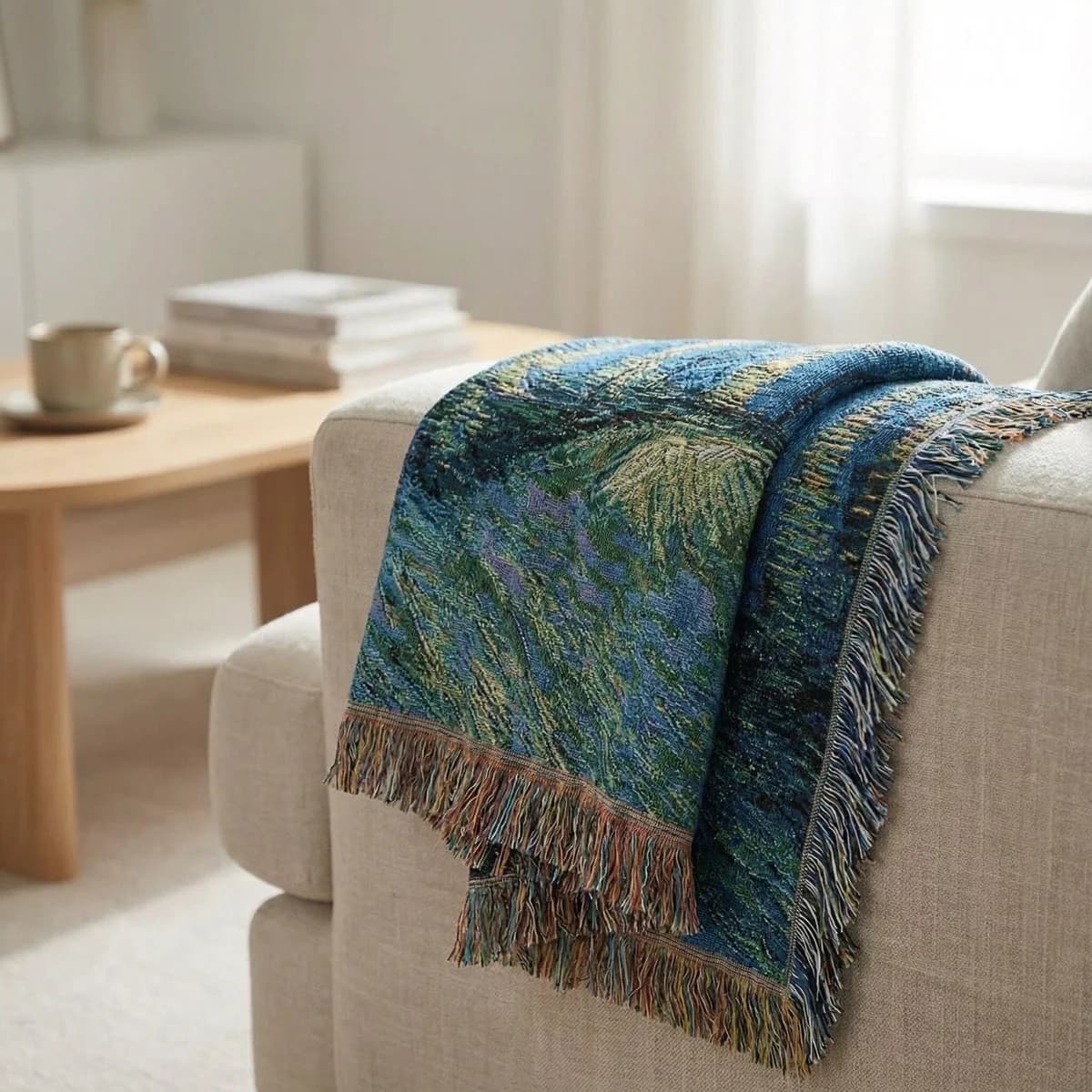 Selimut Tapestry Seni Gaya Van Gogh untuk Hiasan Sofa
