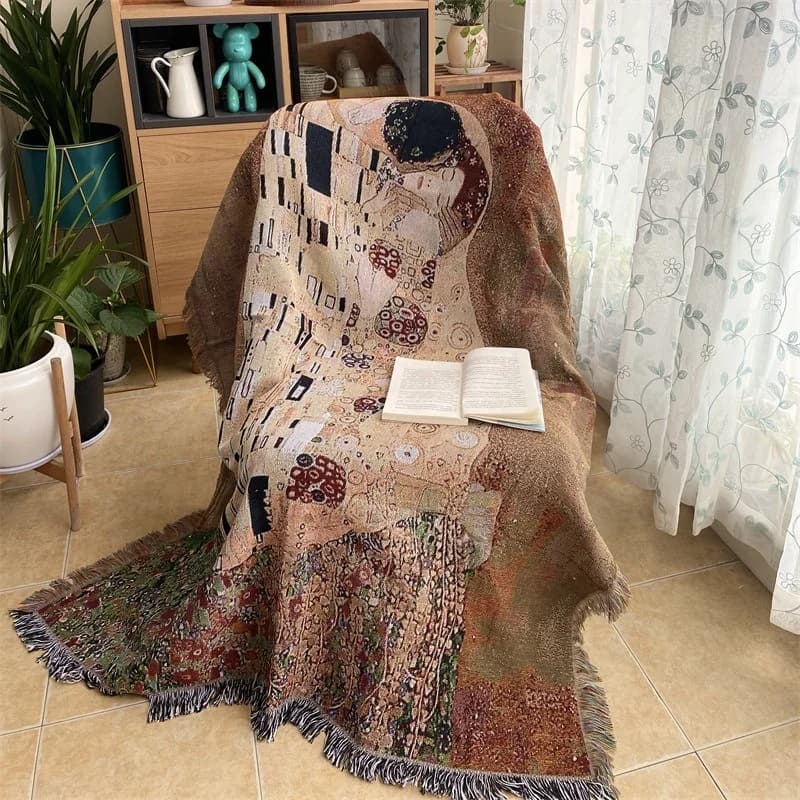 Tapestry Dinding & Selimut Sofa Gaya Lukisan Minyak Vintaj