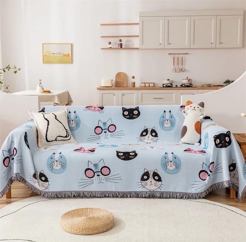 Selimut Sarung Sofa Hiasan Kartun Kucing untuk Couch