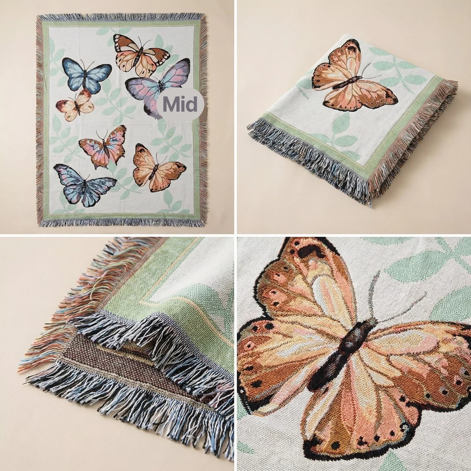 Selimut Lemparan Campuran Kapas dengan Rumbai untuk Sofa dan Katil, 130x160cm