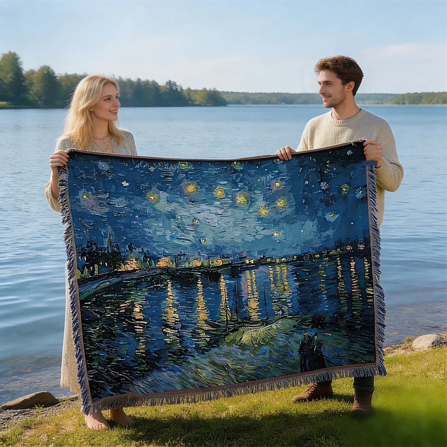 Selimut Tapestry Seni Gaya Van Gogh untuk Hiasan Sofa