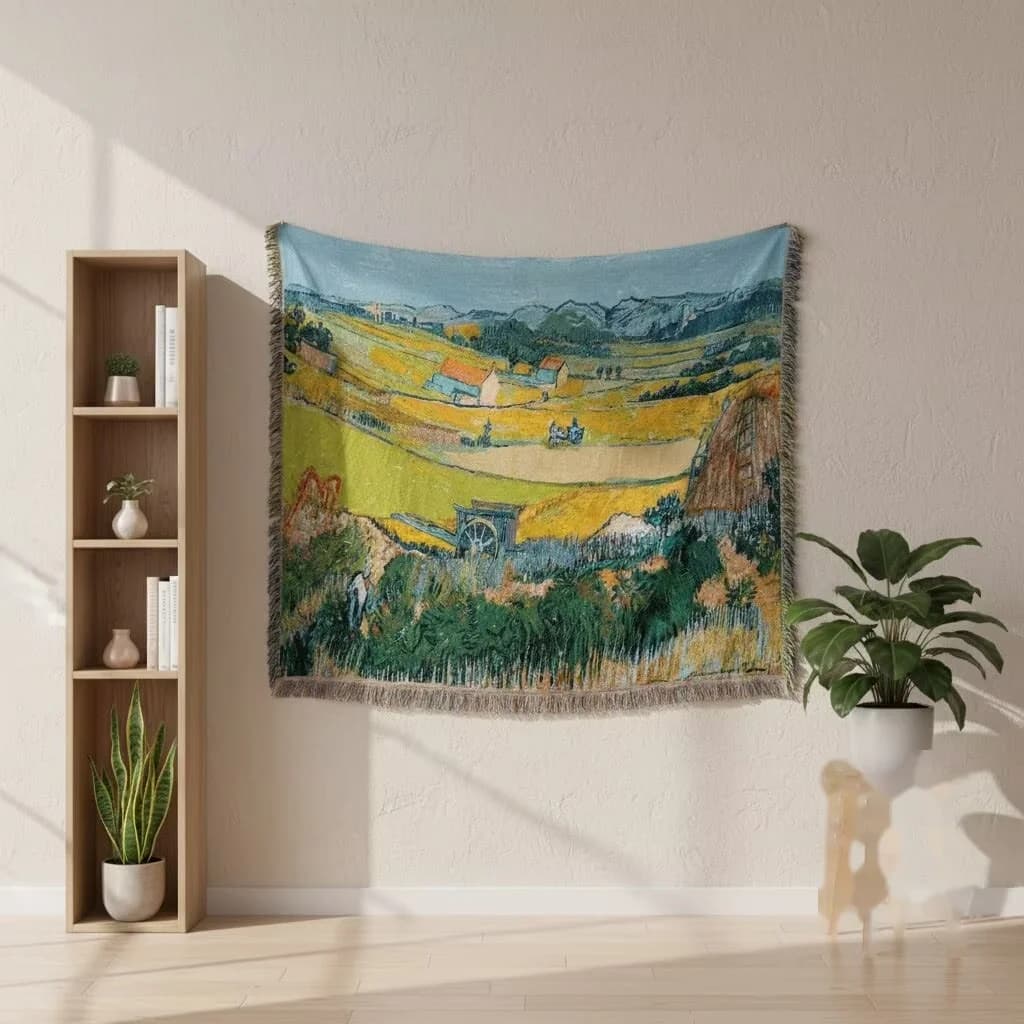 Selimut Tapestri Gaya Van Gogh Campuran Kapas untuk Seni Dinding & Sarung Sofa
