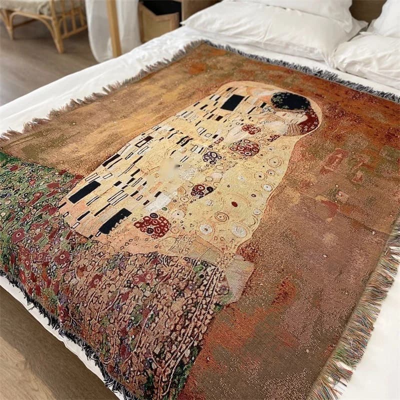 Selimut Seni Vintaj Campuran Kapas Penutup Sofa Tapestry