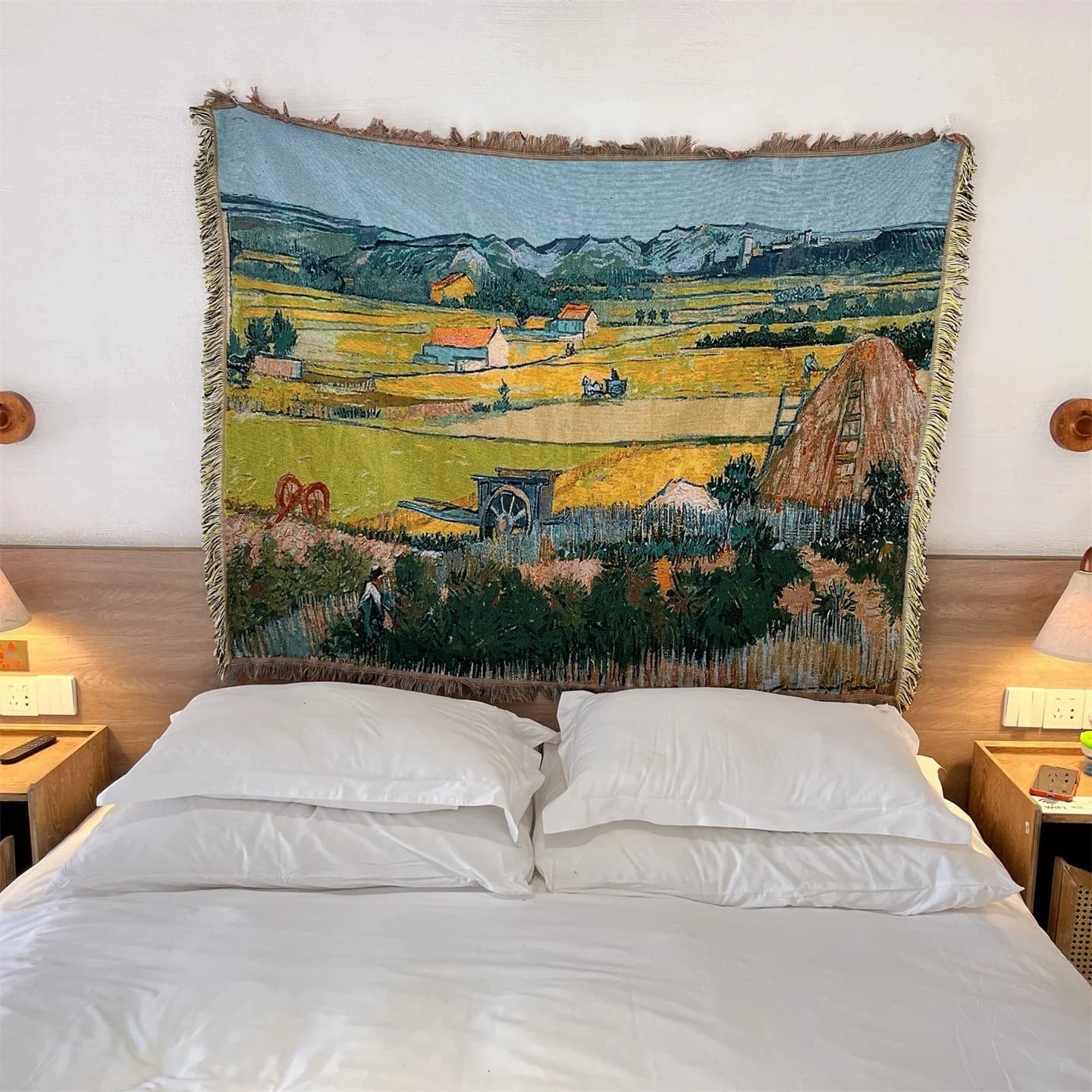 Selimut Tenun Gaya Van Gogh untuk Sofa Katil Hiasan Dinding 130x160cm