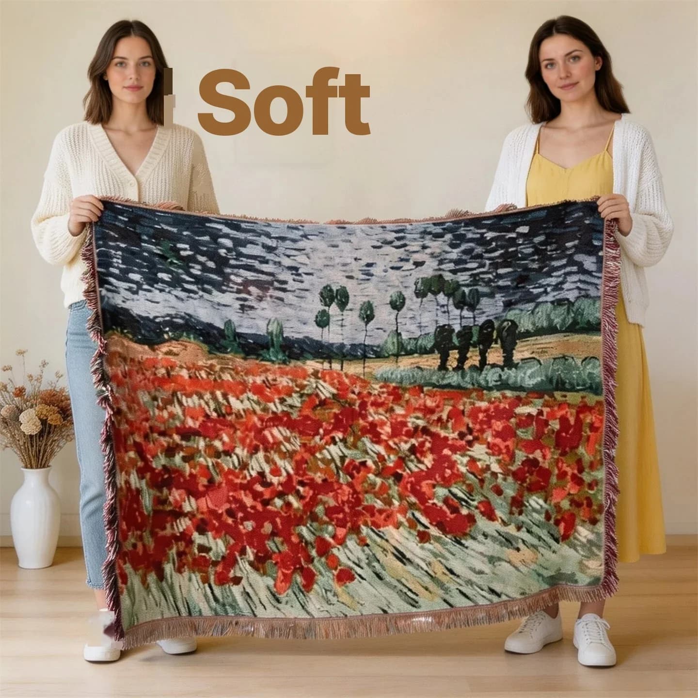 Selimut Tapestry Gaya Van Gogh untuk Sofa & Hiasan Dinding