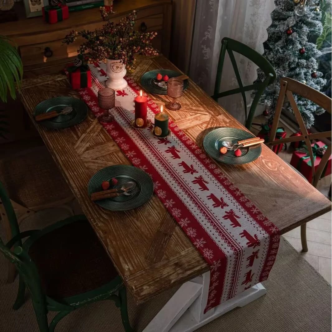 Pelari Meja Krismas Rusa Nordic Hiasan Perayaan