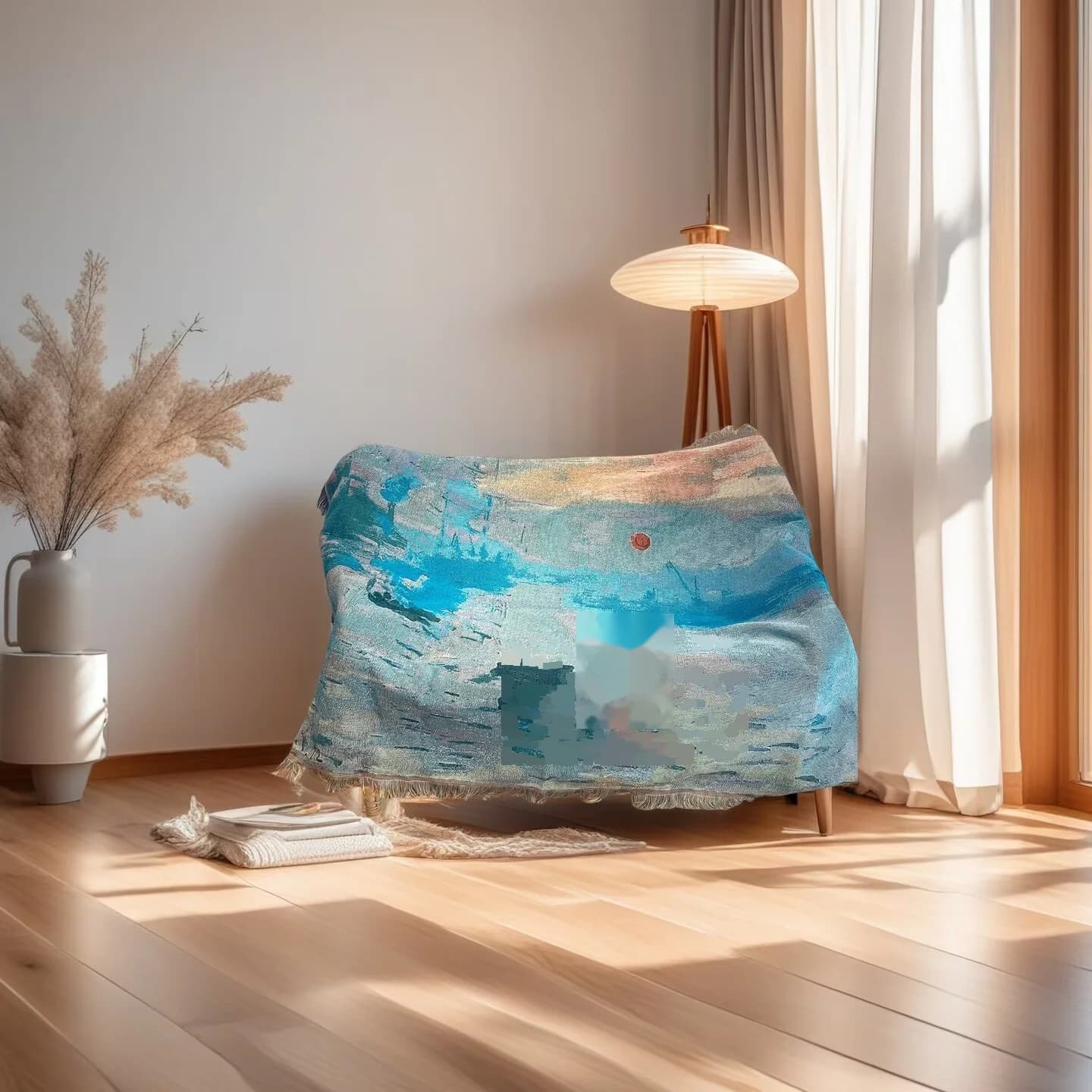 Selimut Tapestry Gaya Lukisan Minyak untuk Hiasan Sofa & Dinding