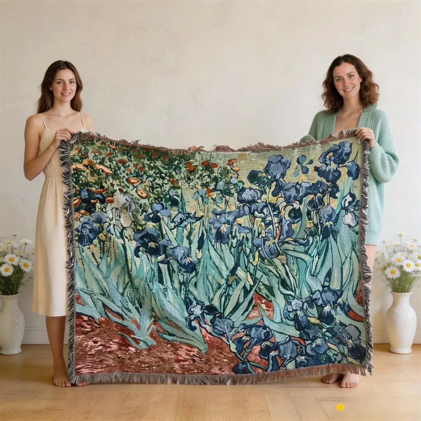Selimut Tapestri Gaya Van Gogh Penutup Sofa Campuran Kapas