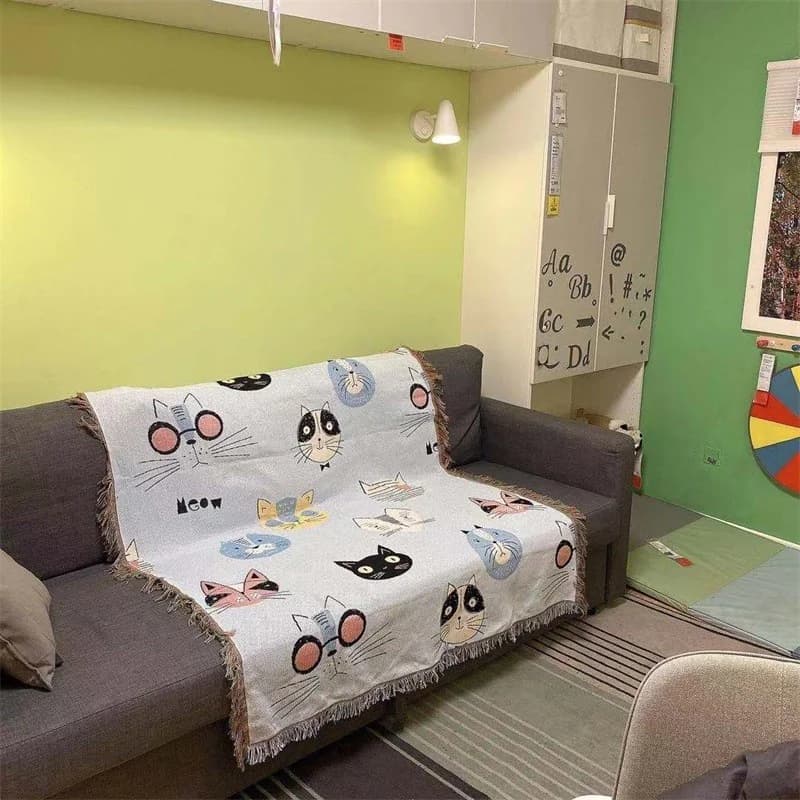 Selimut Sarung Sofa Hiasan Kartun Kucing untuk Couch
