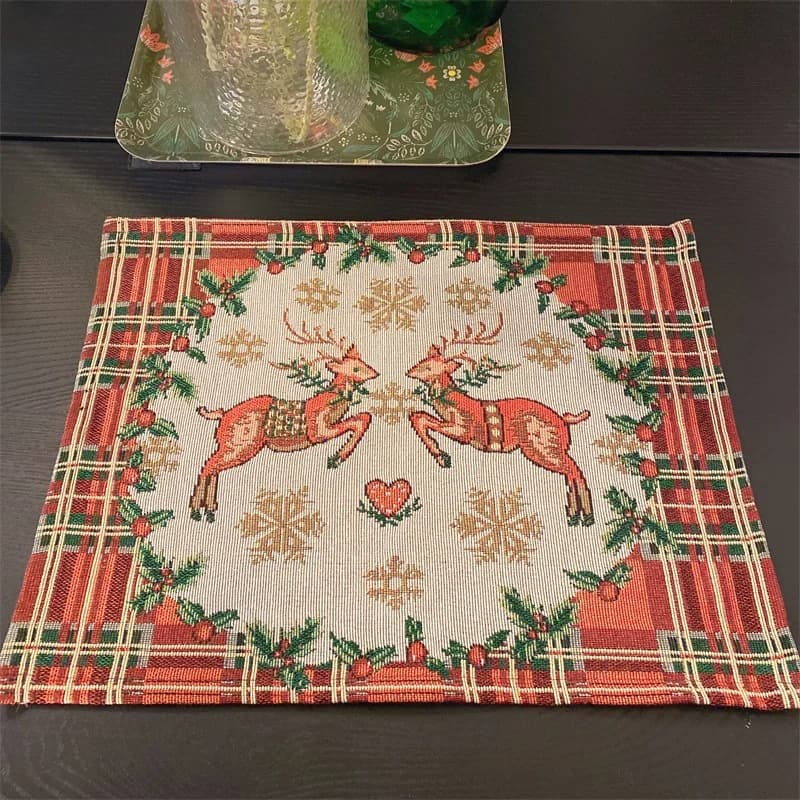 Pelapik Meja Jacquard Rusa Nordic Hiasan Perayaan